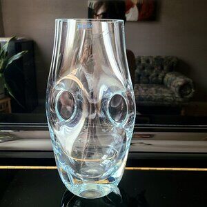 Krosno large 12'' tall clear art glass vase. Poland.